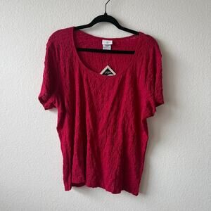Vintage redpink textured short sleeve top